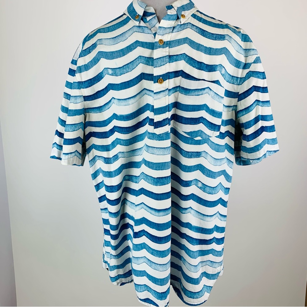Chubbies The Nutter Wave Print Popover Collared Shirt XL